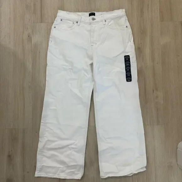 NWT J.Crew Factory Premium Edition Vintage Wide Leg Jean in White 29P Petite - Picture 2 of 7